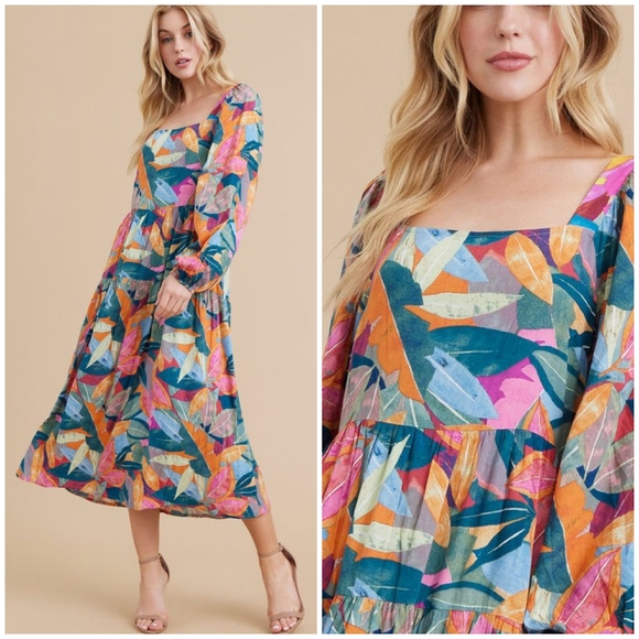 JODIFL Dresses & Skirts - JODIFL Feminine Long Sleeves Midi Dress